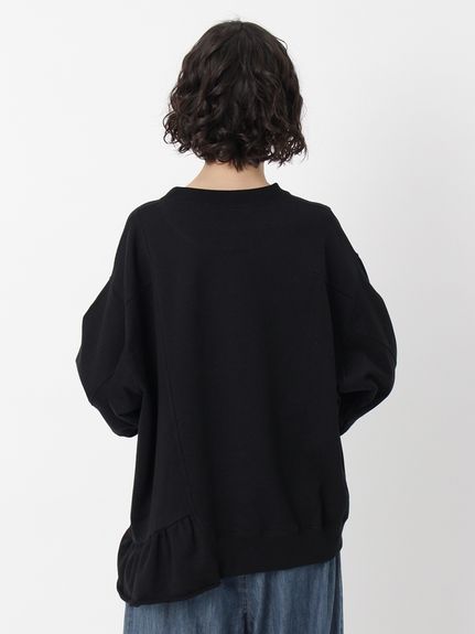 ハイゲージミニ裏毛アシンメトリーフリルスウェット（スウェット