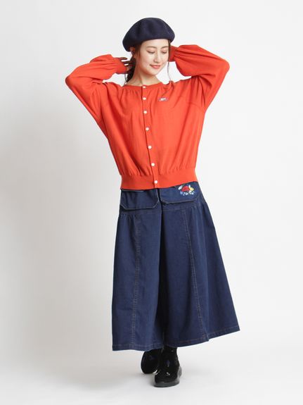 SUPER HAKKA×宮嵜蘭「マギー」刺繍ギャザーニットカーディガン