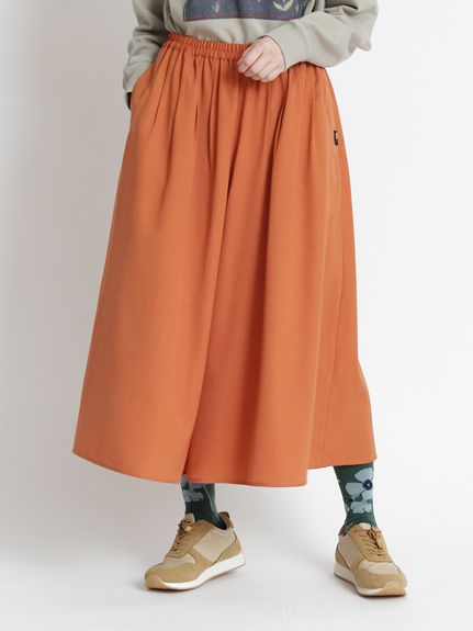 ポリエステルピーチツイルフレアギャザーパンツ（ワイドパンツ