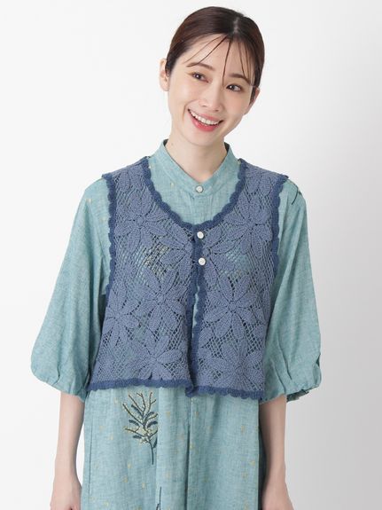 マーガレットリリアンコード刺繍ベスト（ニット）｜SUPER HAKKA