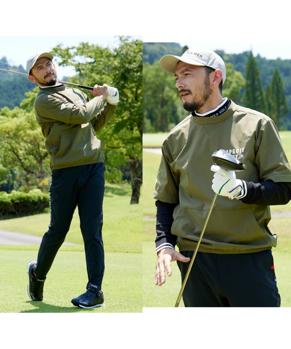 ゴルフウェア ブルゾン 2WAY ストレッチプルオーバージャケット