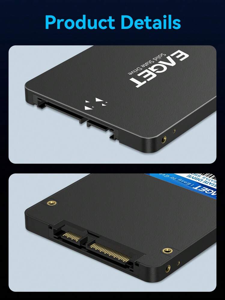 EAGET 480GB ポータブル SSD、2.5インチ SATA III インターフェース
