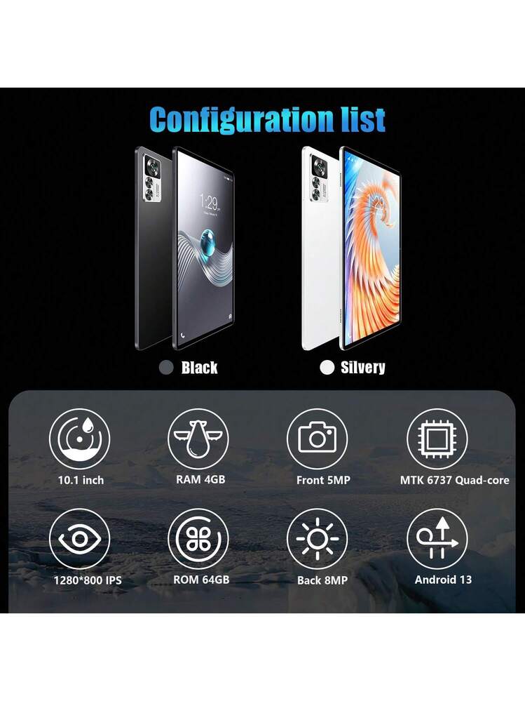 Qetupa 10.1インチ Android 13 タブレットPC、MTK 6737 クアッドコア