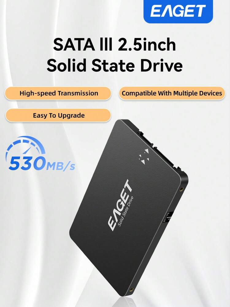 EAGET 480GB ポータブル SSD、2.5インチ SATA III インターフェース