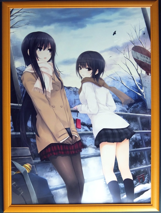 珈琲貴族 カラー複製イラスト「冬のバス停と少女達」