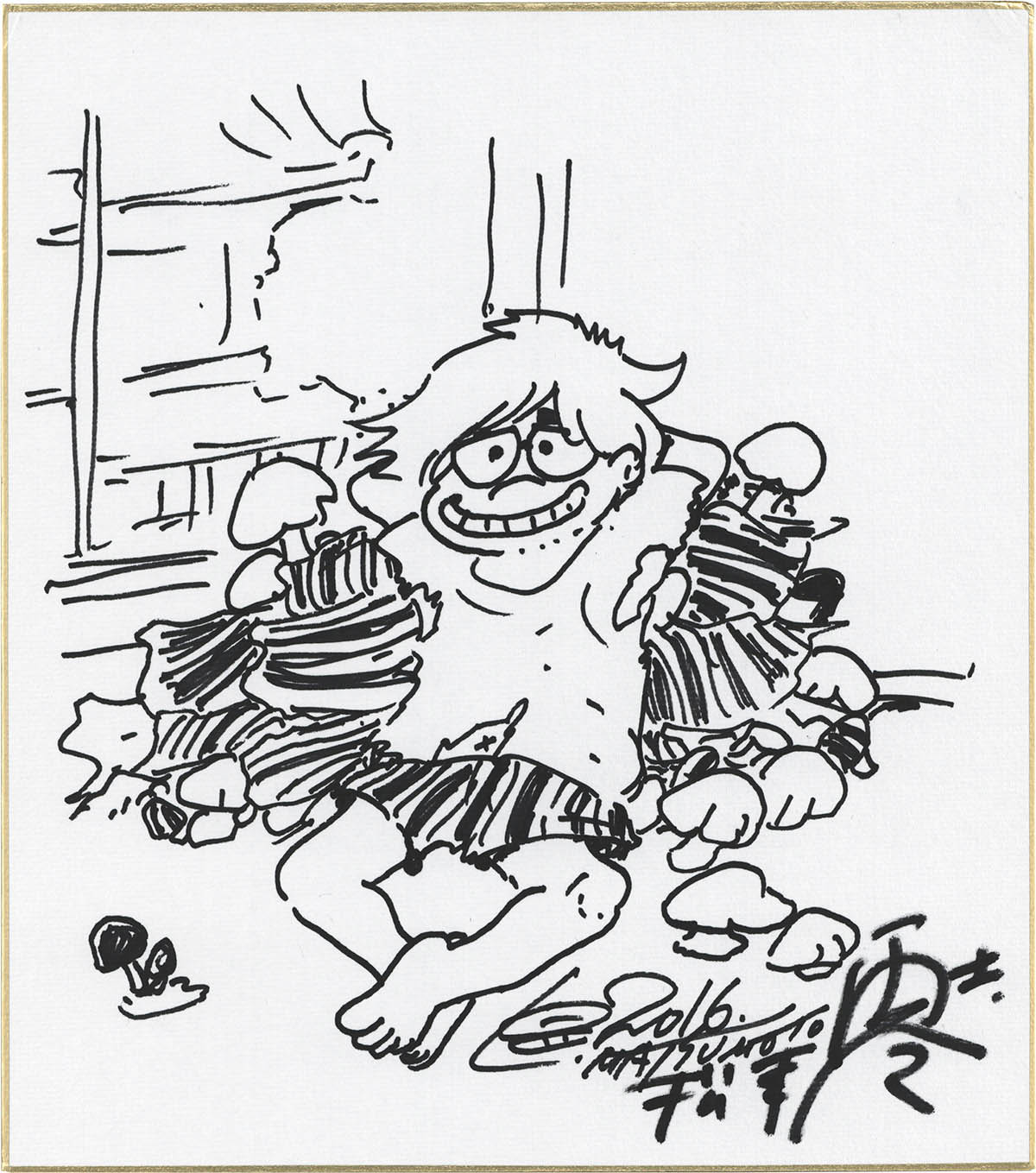 2817] 松本零士 直筆色紙「男おいどん」