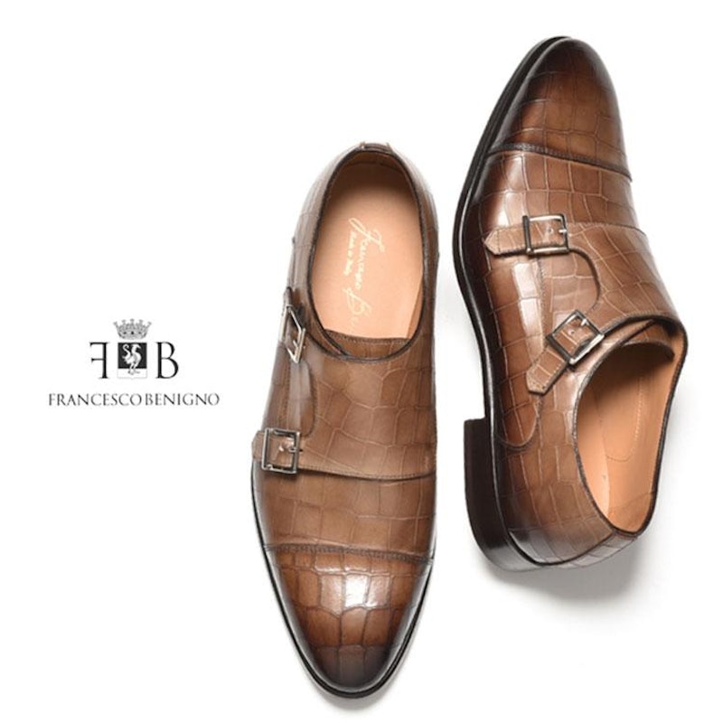 Satoni サントーニ 編み込み モンクストラップ ローファー 9/27.6