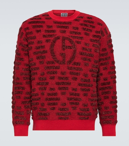 Logo jacquard wool-blend sweater in red - Giorgio Armani | Mytheresa
