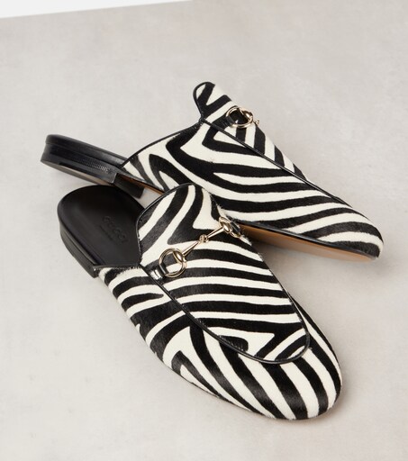 Gucci Horsebit zebra-print calf hair mules - Slippers - Free