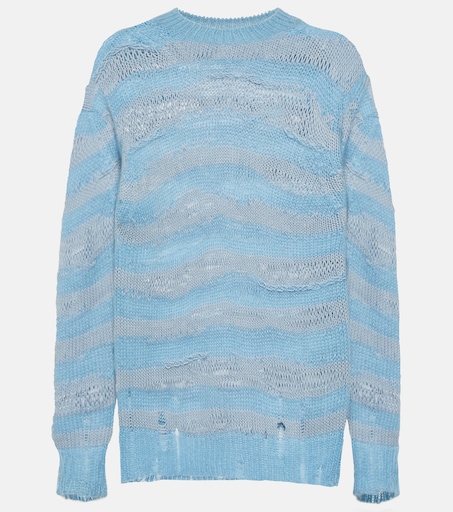 Distressed striped sweater in blue - Acne Studios | Mytheresa