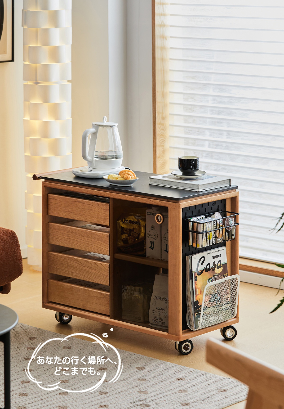 東海家具ナイトテーブル猫脚木製コンセント付き完成品