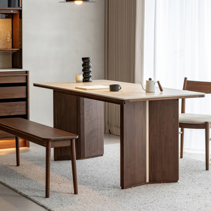 Woody Prime Walnut ウォールナット材 トラバーチンダイニングテーブル