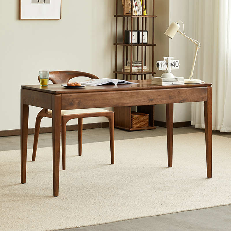 ブラックウォールナット材引き出し付きデスク | 実用性と高級感を