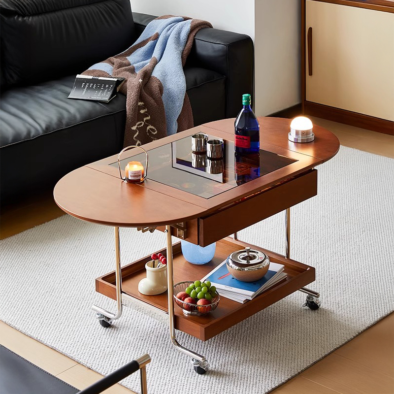 ツゲ材 リブラウッドテーブル | 高級ツゲ材使用 多機能で収納力抜群の