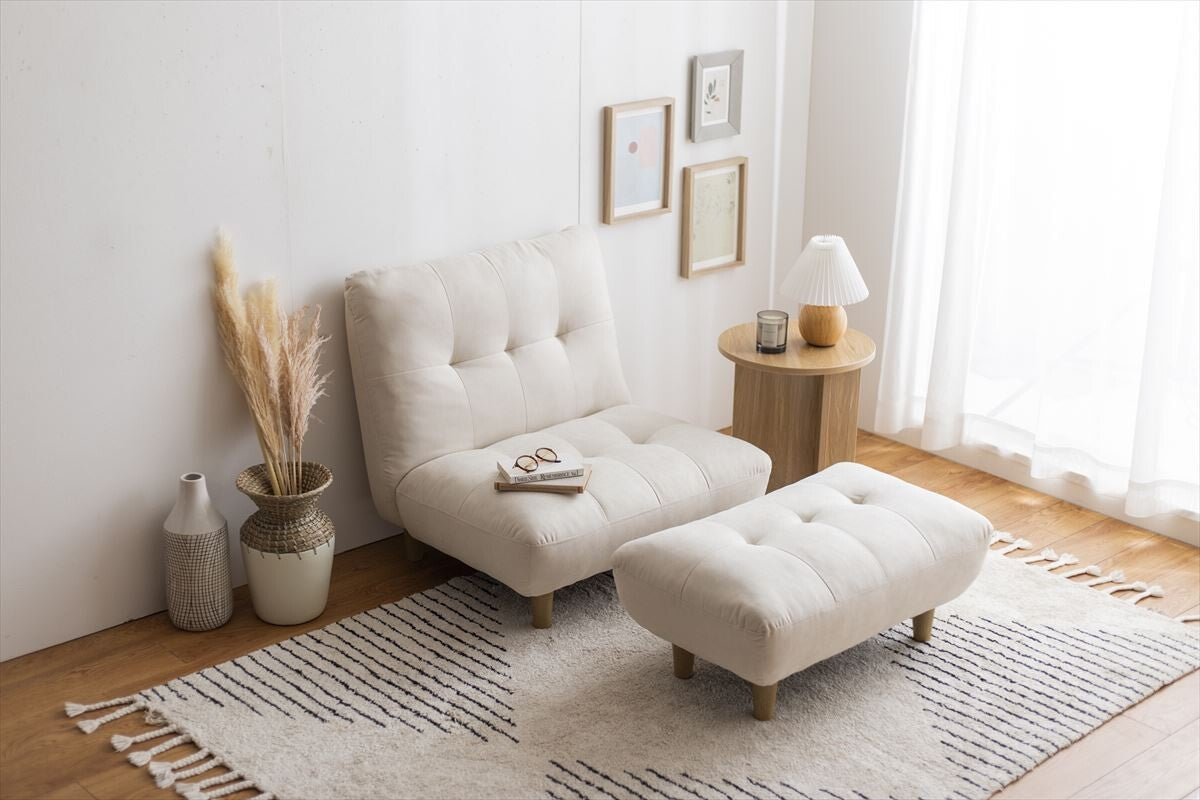 モダンふわもちオットマン付き一人掛けソファ | リラックスにぴったり