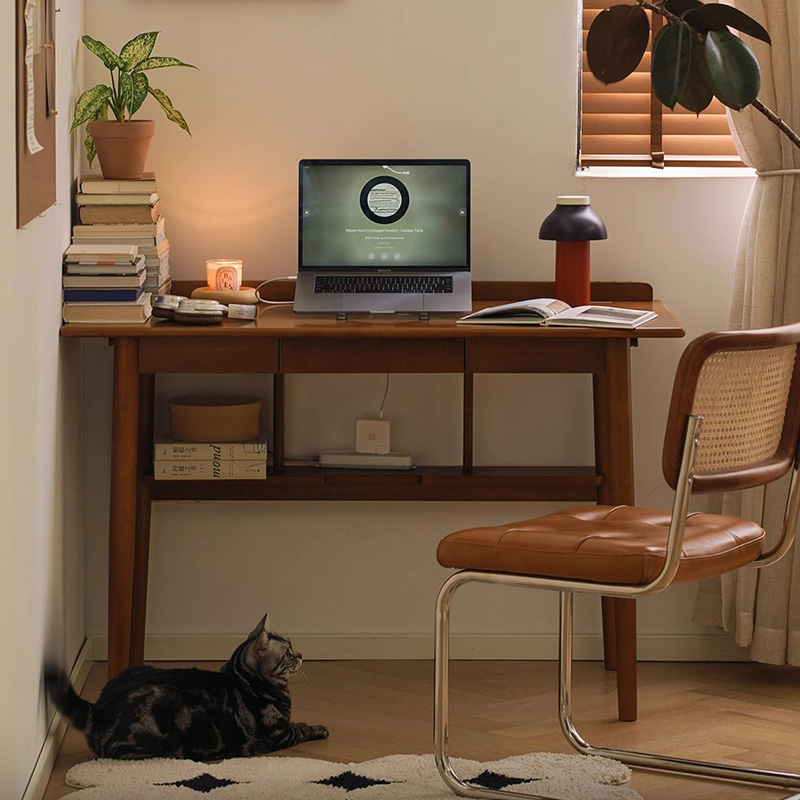 miumiu】木製ダークブラウンデスク 3引き出し 165 miumiu】木製ダーク