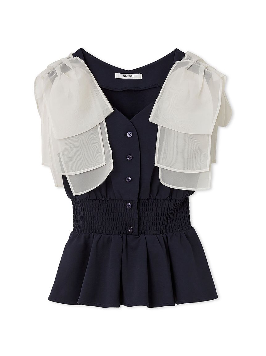 ウエストシャーリングリボンカットプルオーバー(Tシャツ・カットソー