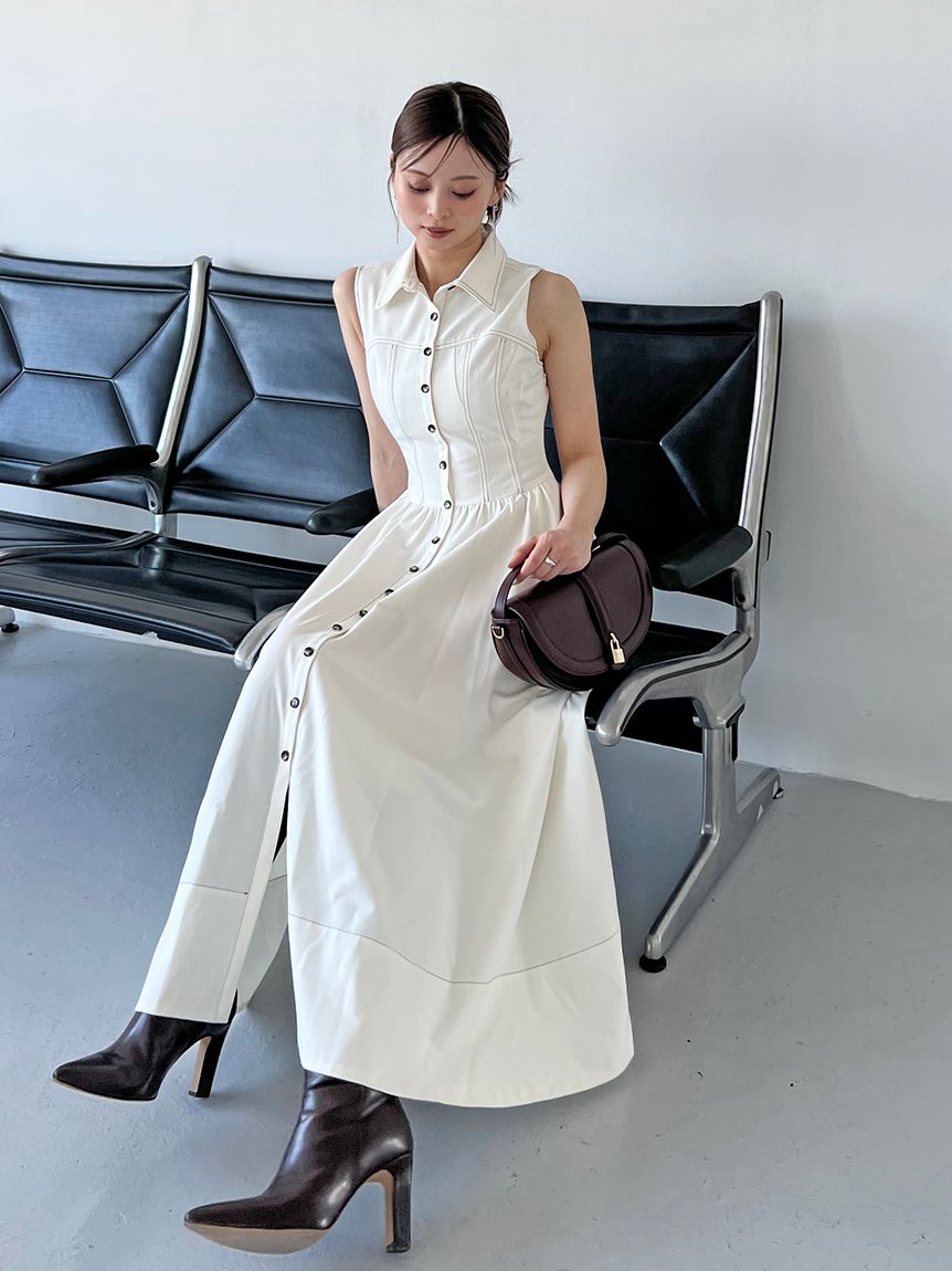 Sustainableコルセットディテールシャツワンピース(マキシ・ロング