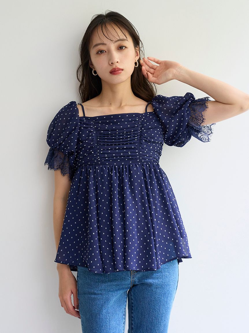 バリエオフショルレースチュニック(シャツ・ブラウス)｜トップス