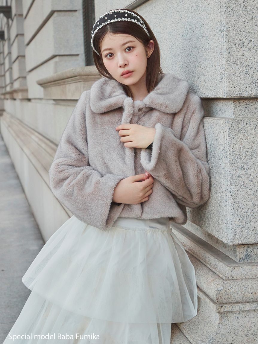 ステンカラーショートファーコートジャケット(ジャケット)｜アウター