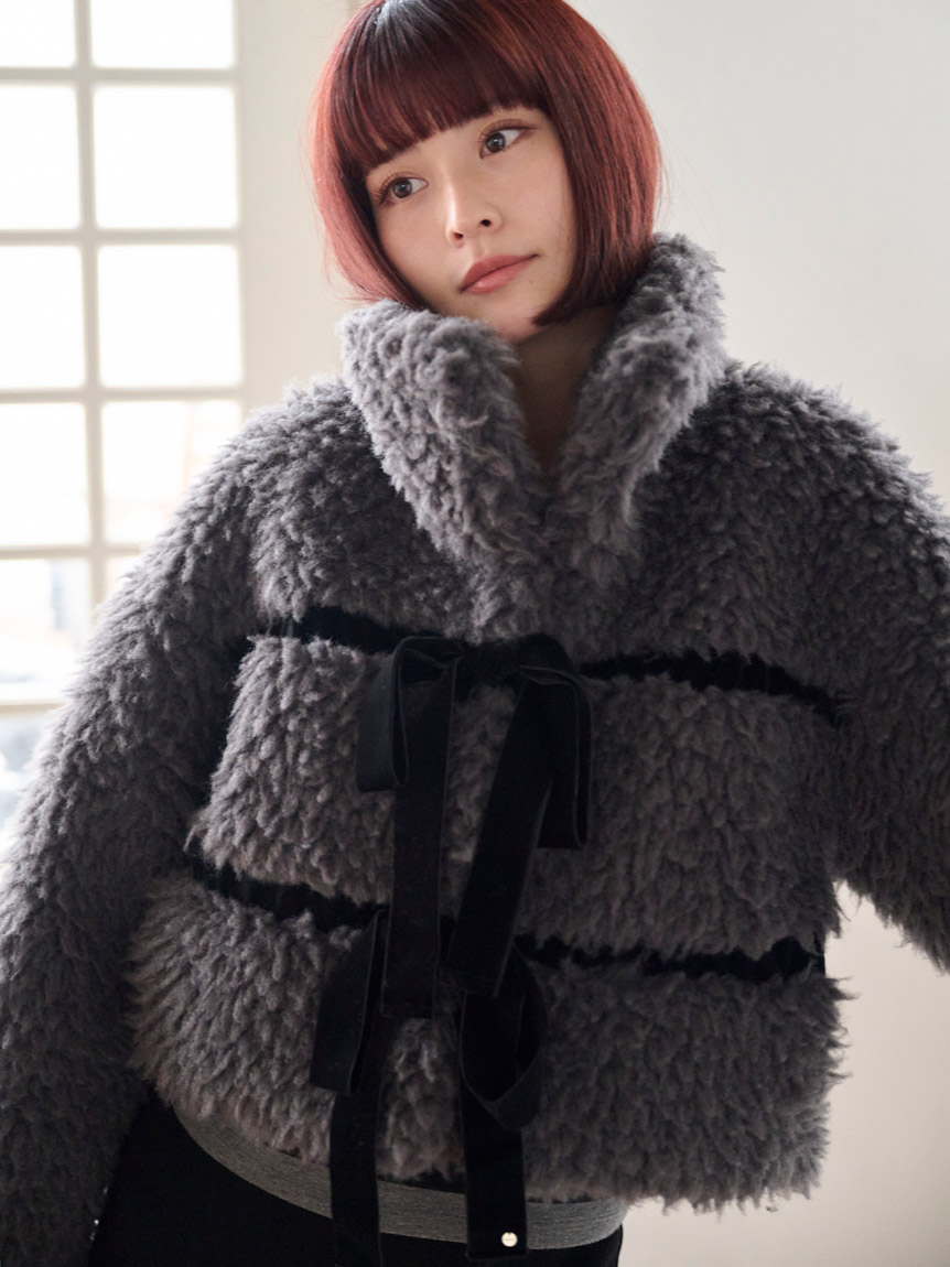 Sustainableリボンボアショートコート(コート)｜アウター｜SNIDEL