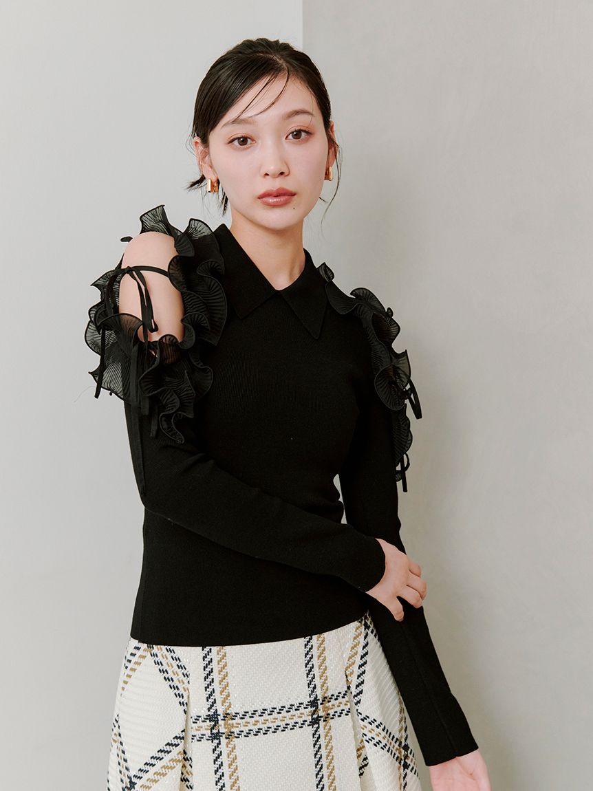 プリーツフリルニットプルオーバー(ニット)｜トップス｜SNIDEL