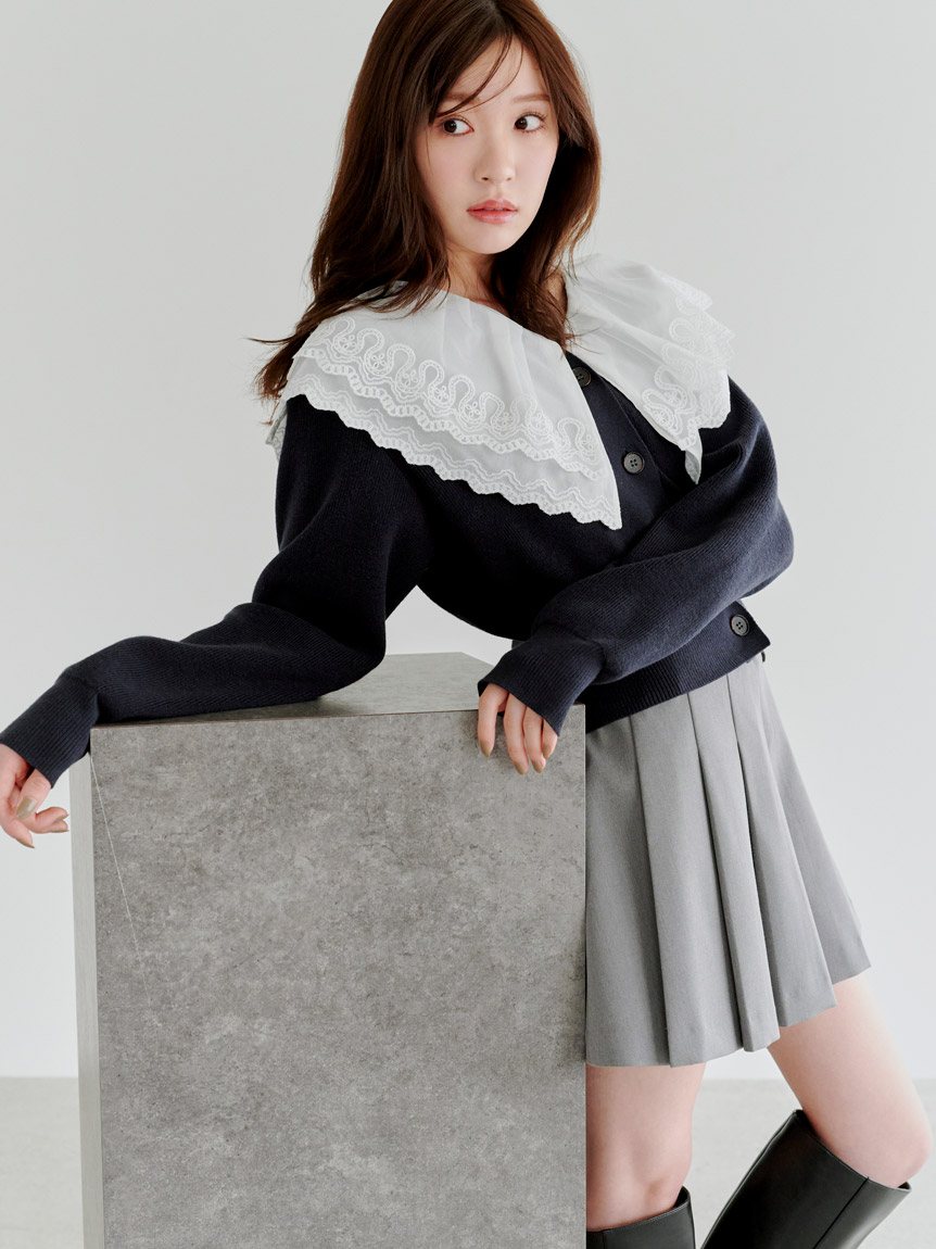 レースカラーニットプルオーバー(ニット)｜トップス｜SNIDEL