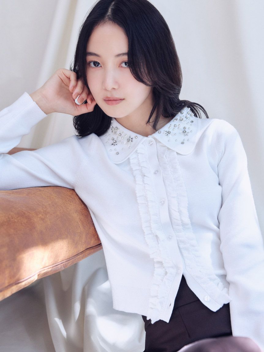 WEB限定】ビジューカラーニットカーディガン(カーディガン)｜トップス