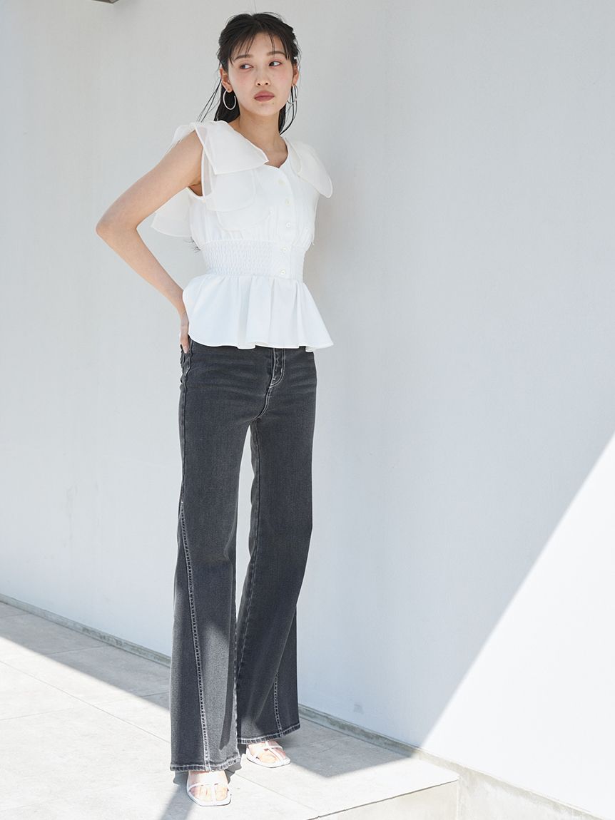 ウエストシャーリングリボンカットプルオーバー(Tシャツ・カットソー