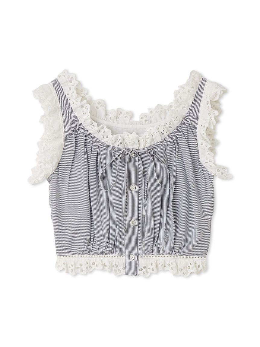 クロップドコットンフリルブラウス(シャツ・ブラウス)｜トップス