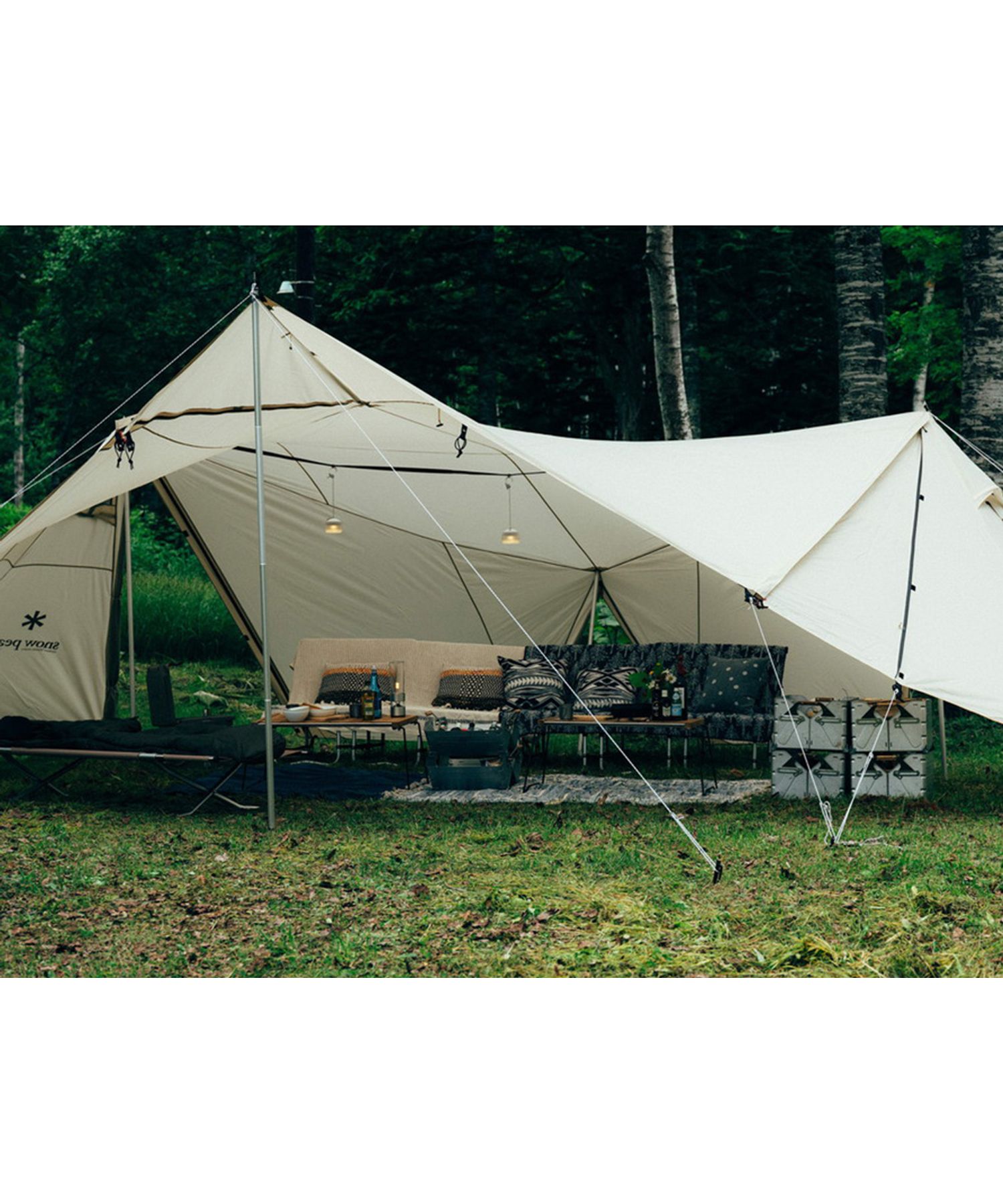 二又ポール&跳ね上げポール付き】ランドステーションL アイボリー 二又