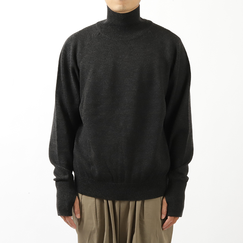 Batoner Aging Wool Signature Turtle Neck Charcoal