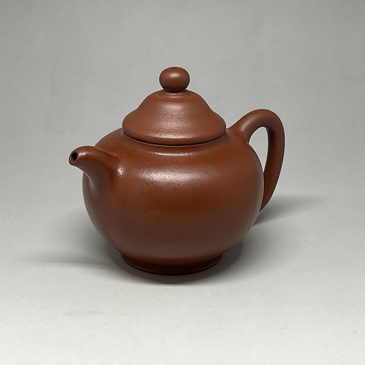 茶香自在】清中期朱泥壺仲芳掇球壺孟臣詩歌款全美品120 c.c.