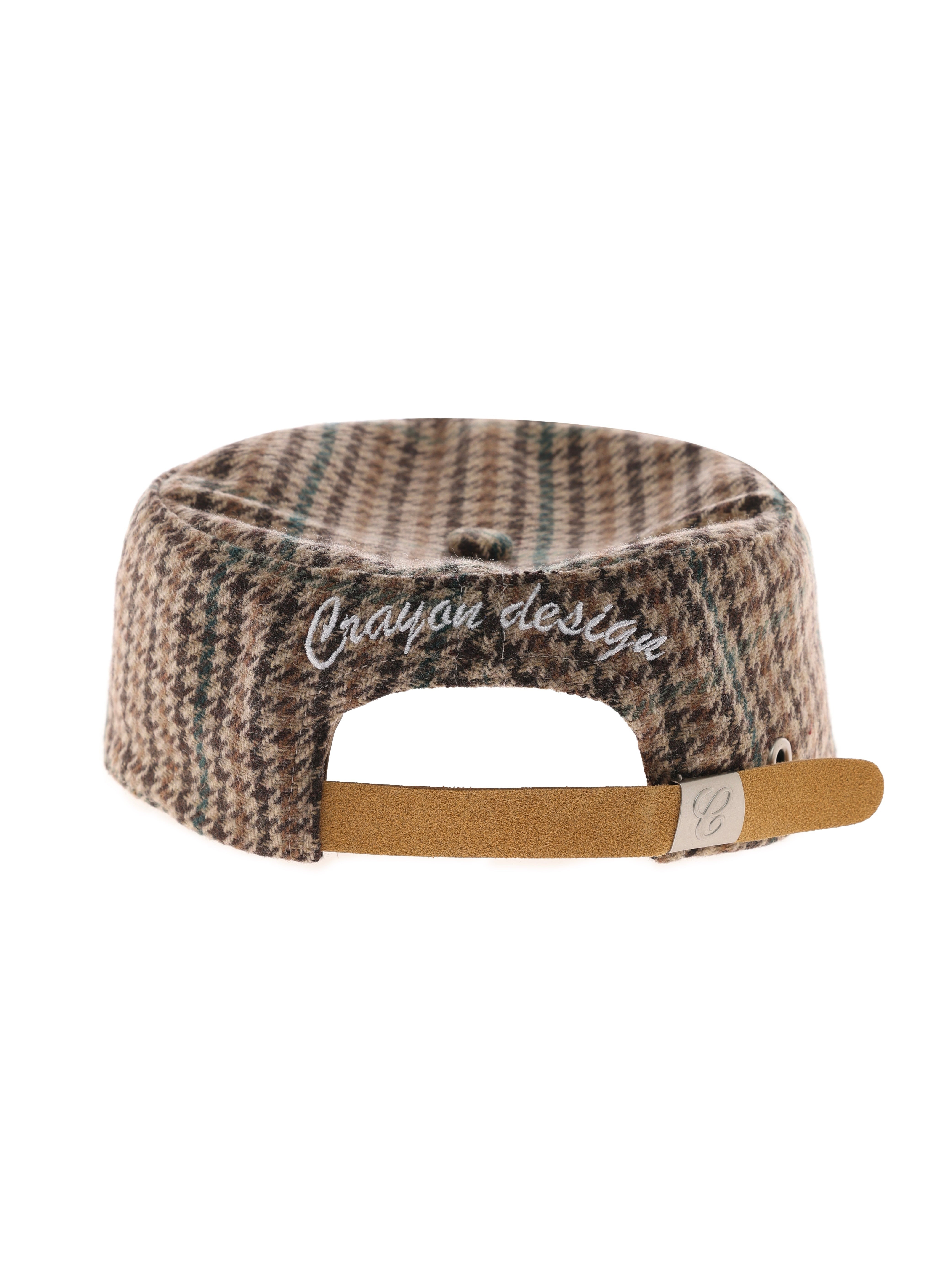6cRAyon Pillbox Cap Houndstooth