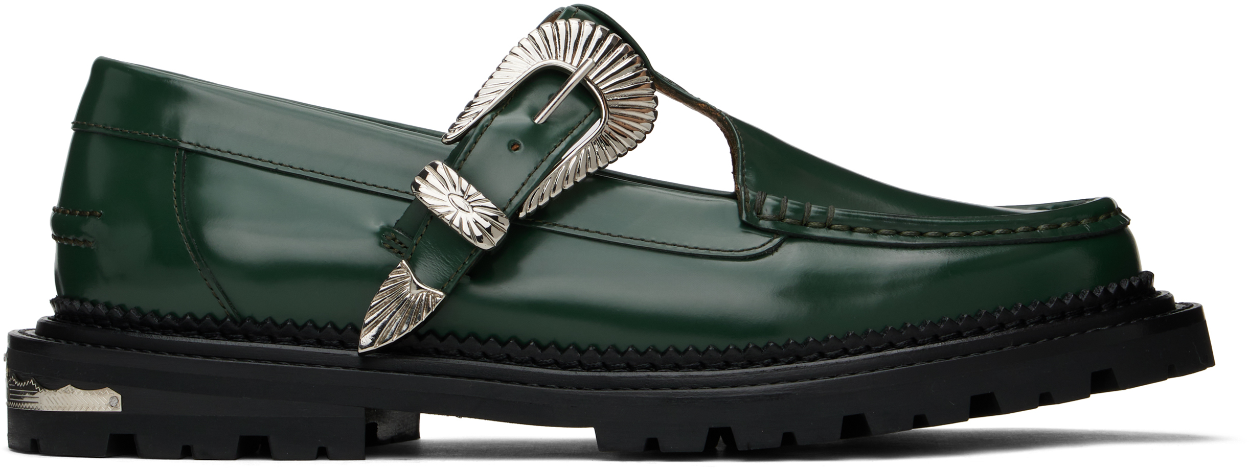 Toga Virilis: グリーン ポリッシュ ローファー | SSENSE 日本