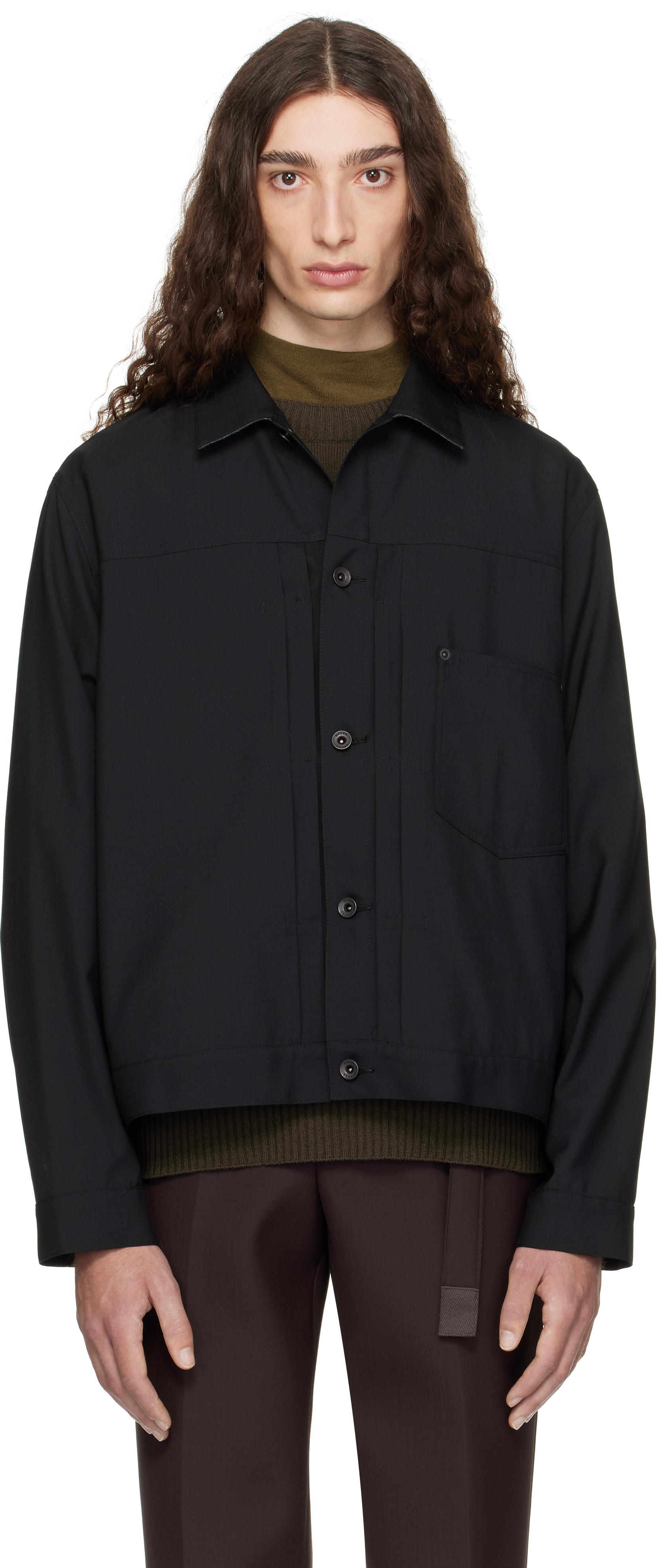 Black Suiting Jacket by sacai on Sale