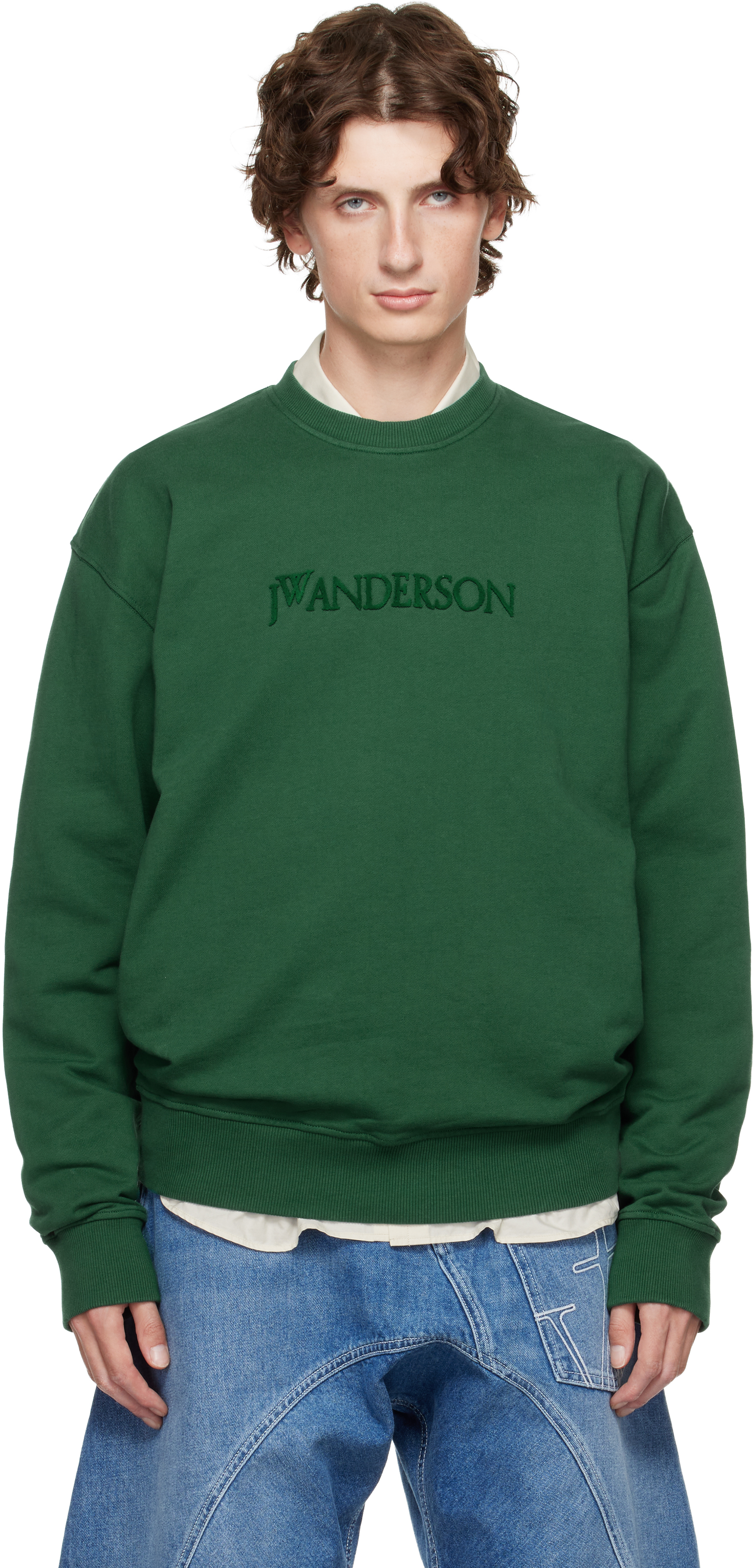 Green Logo Embroidery Sweatshirt by JW Anderson on Sale