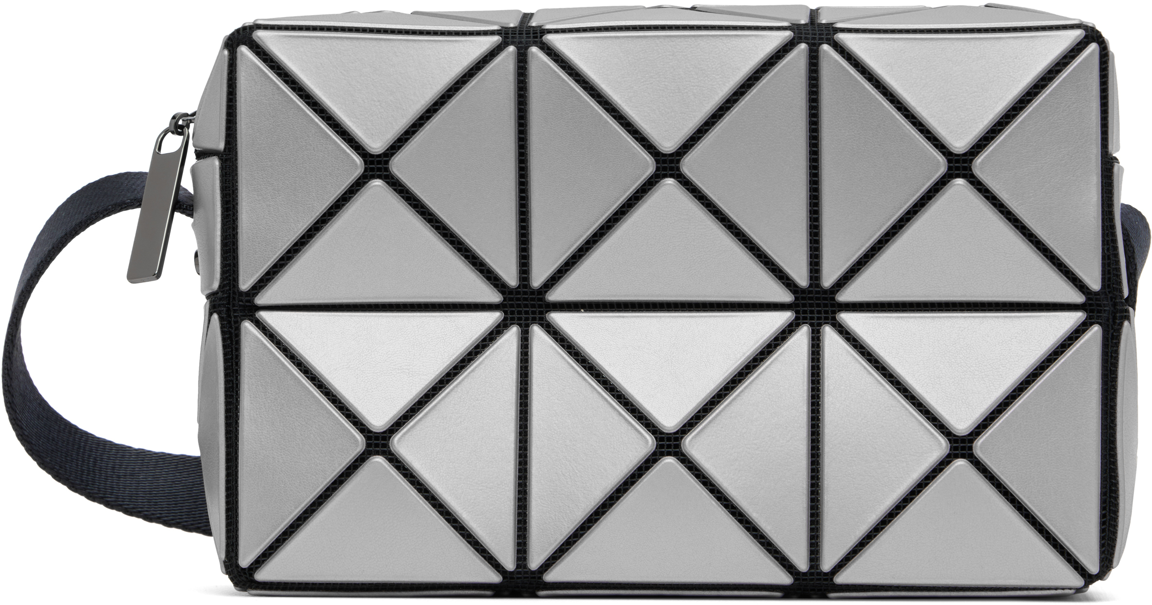 Silver Cuboid Metallic Bag by BAO BAO ISSEY MIYAKE on Sale