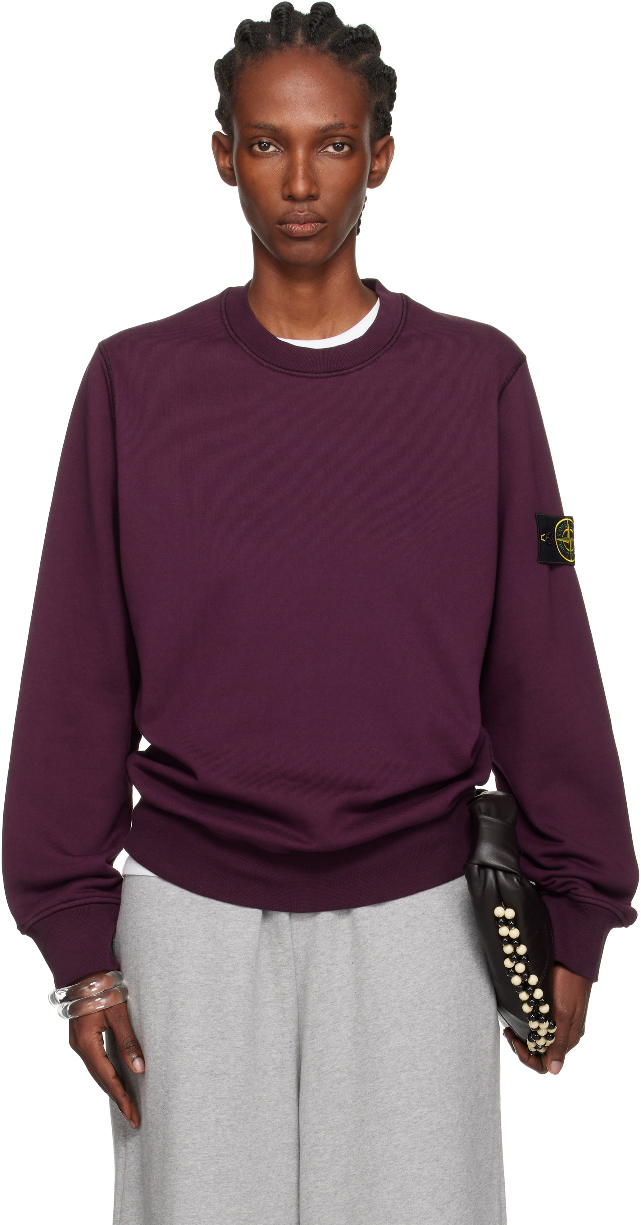 Stone Islandのパープル 6100060 Organic Cotton Fleece スウェット