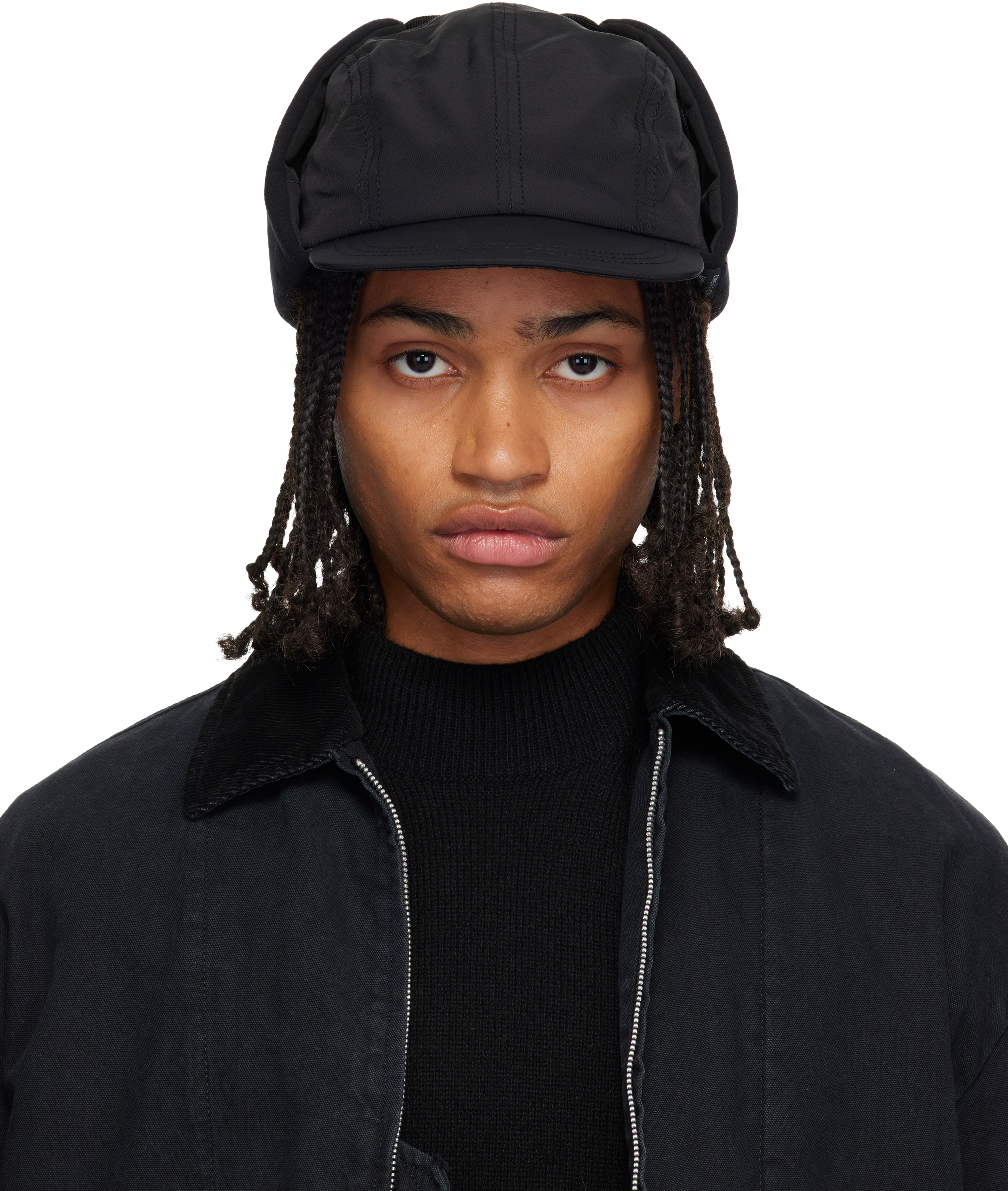Comme des Garçons Hommeのブラック フリース イヤーフラップ キャップ