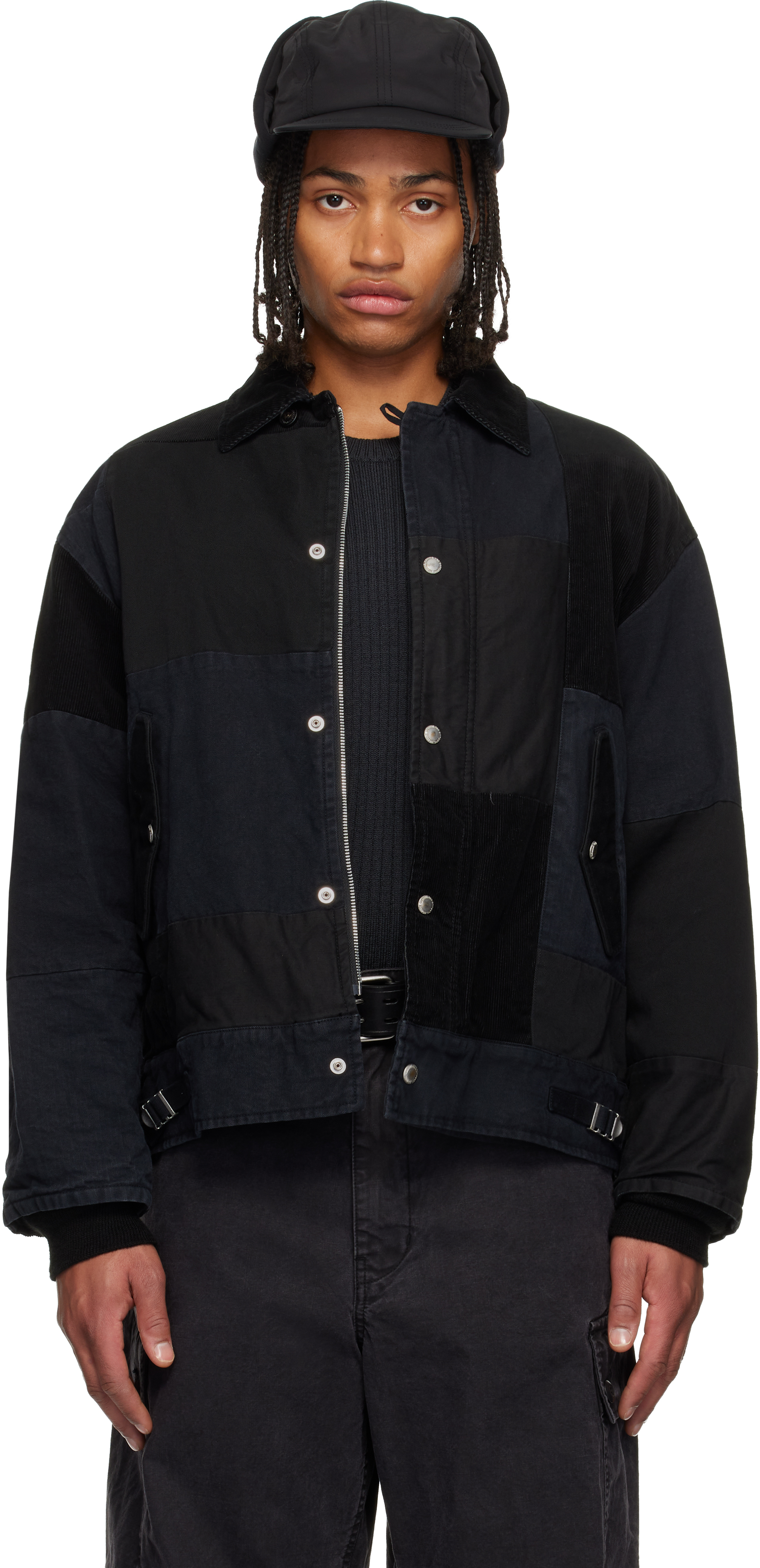 Black Mix Garment Treated Jacket by Comme des Garçons Homme on Sale
