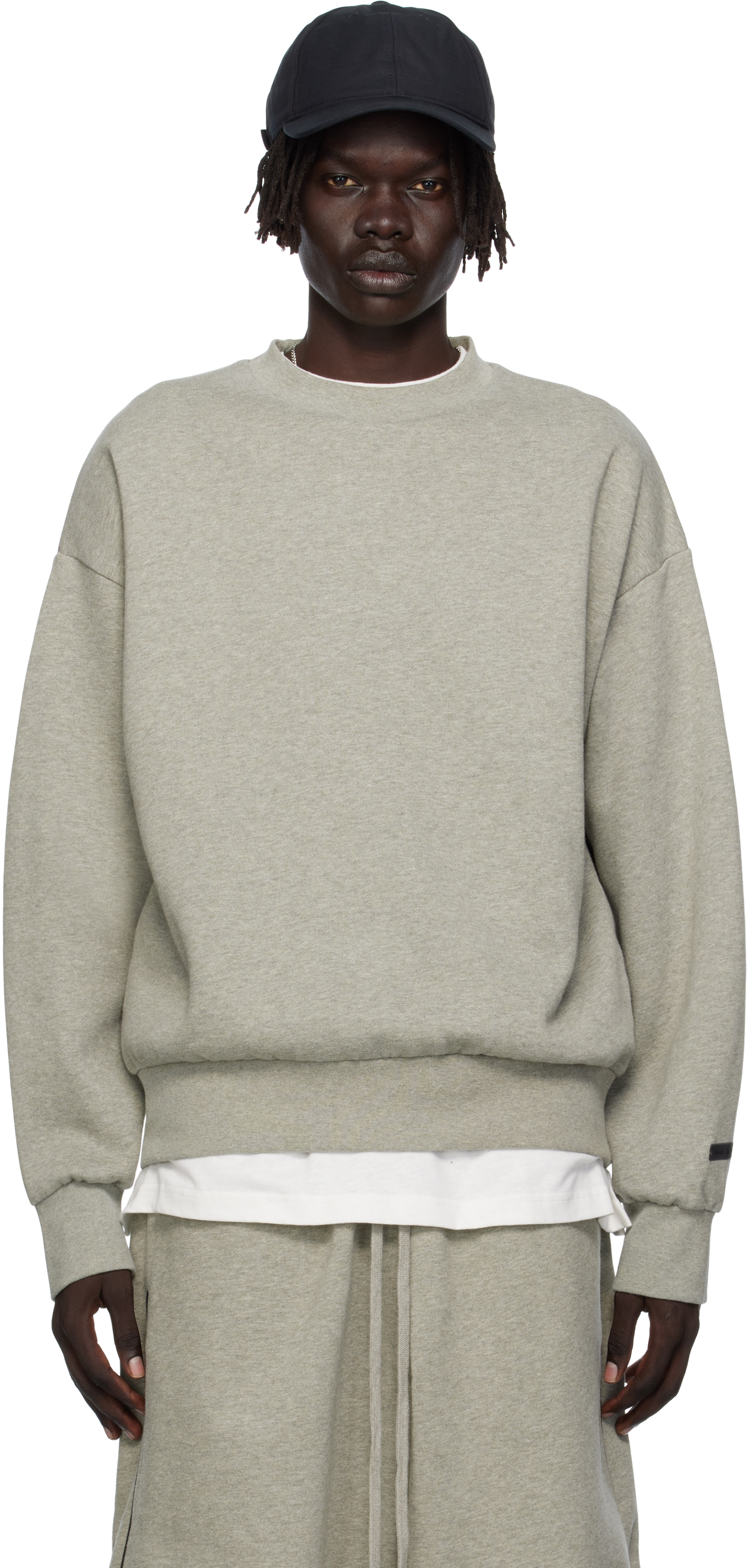 Fear of God ESSENTIALS: Gray Classic Fit Fleece Crewneck
