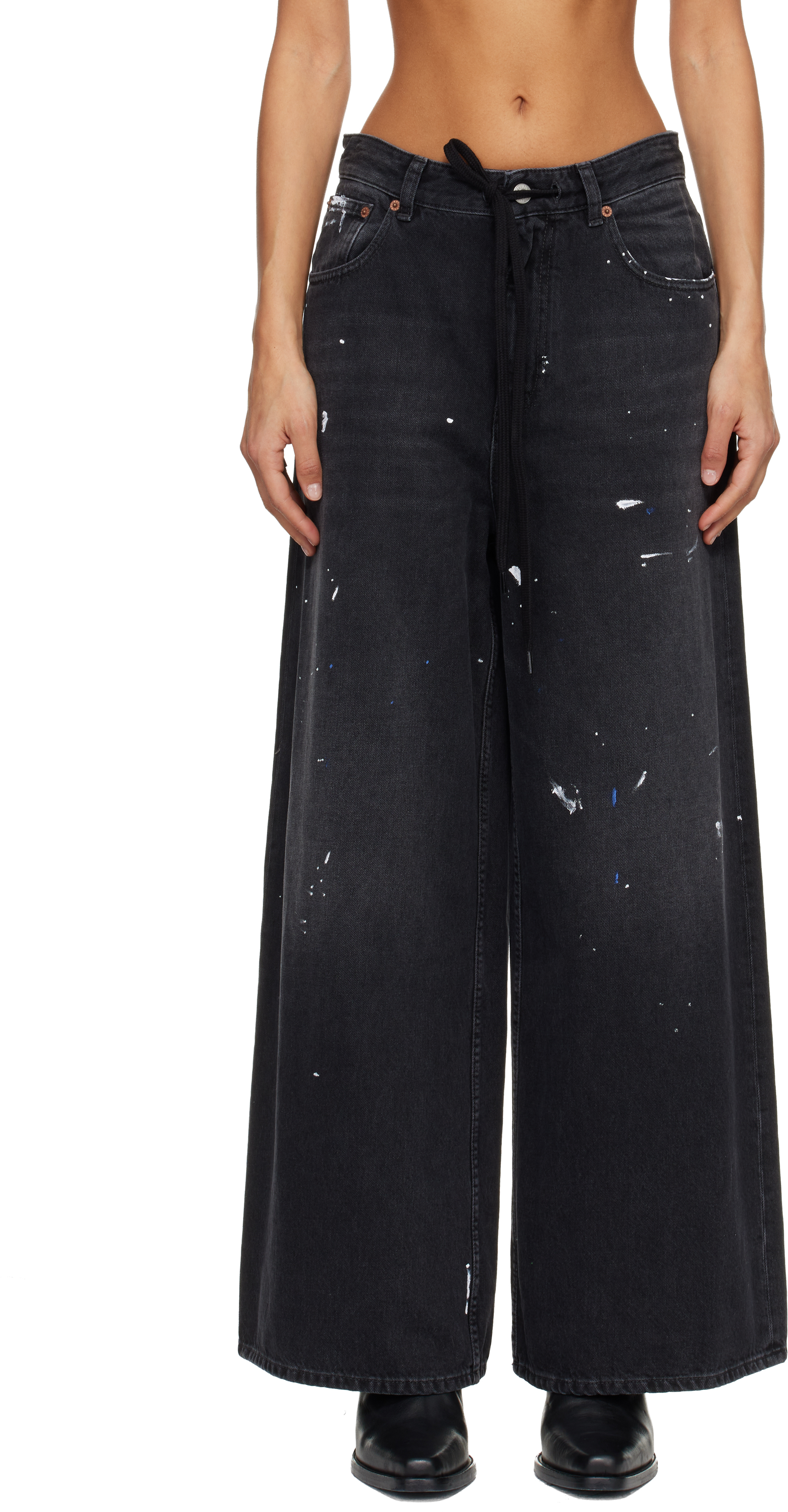 MM6 Maison Margiela: Black Wide-Leg Jeans | SSENSE