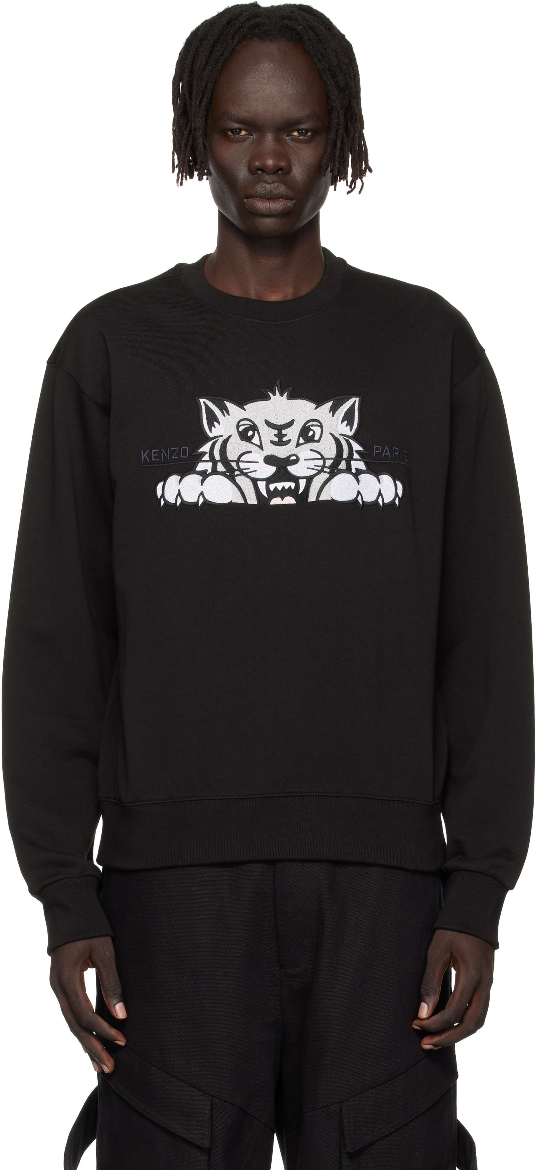 Black Kenzo Paris 'KENZO Happy Tiger' Embroidered Sweatshirt by