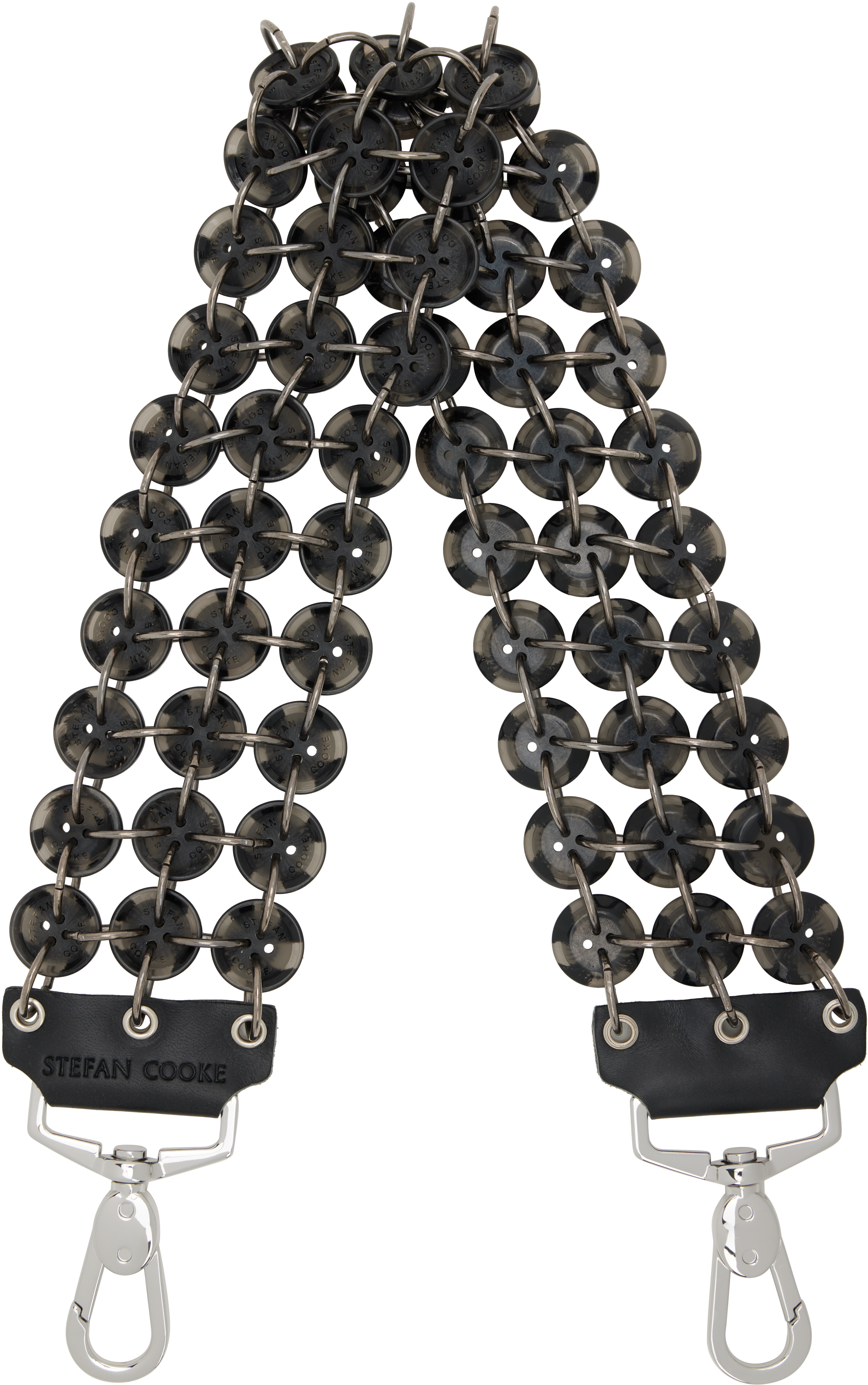 Black Short Button Bag Strap by Stefan Cooke on Sale