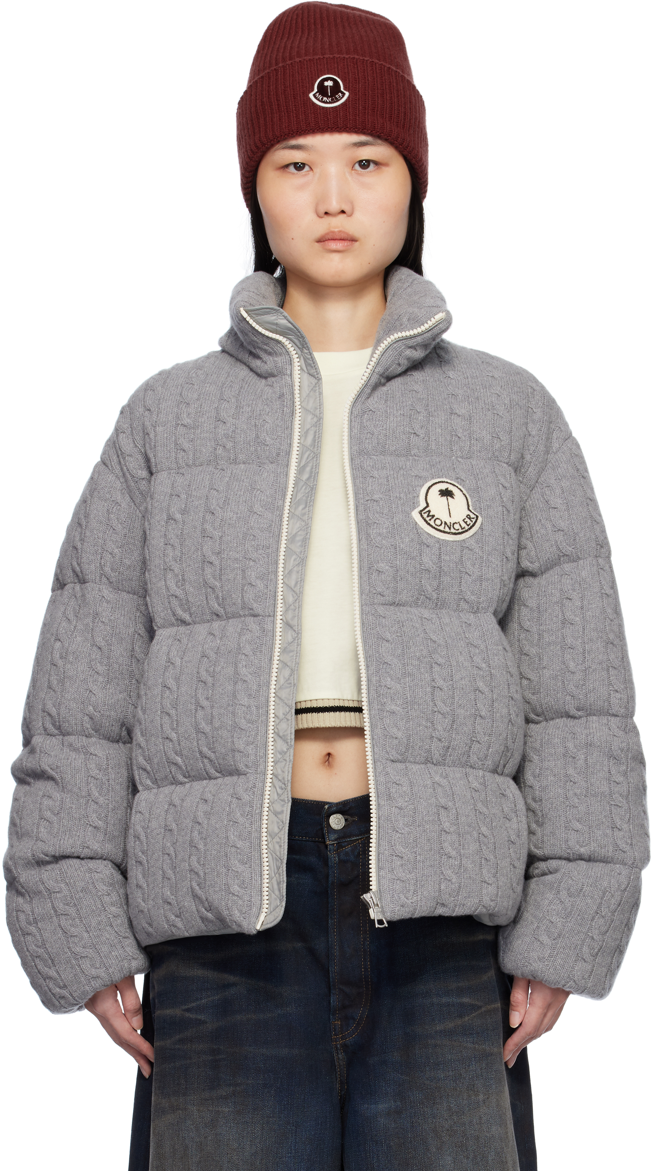 Moncler Genius: Moncler x Palm Angels Gray Austru Down Jacket | SSENSE