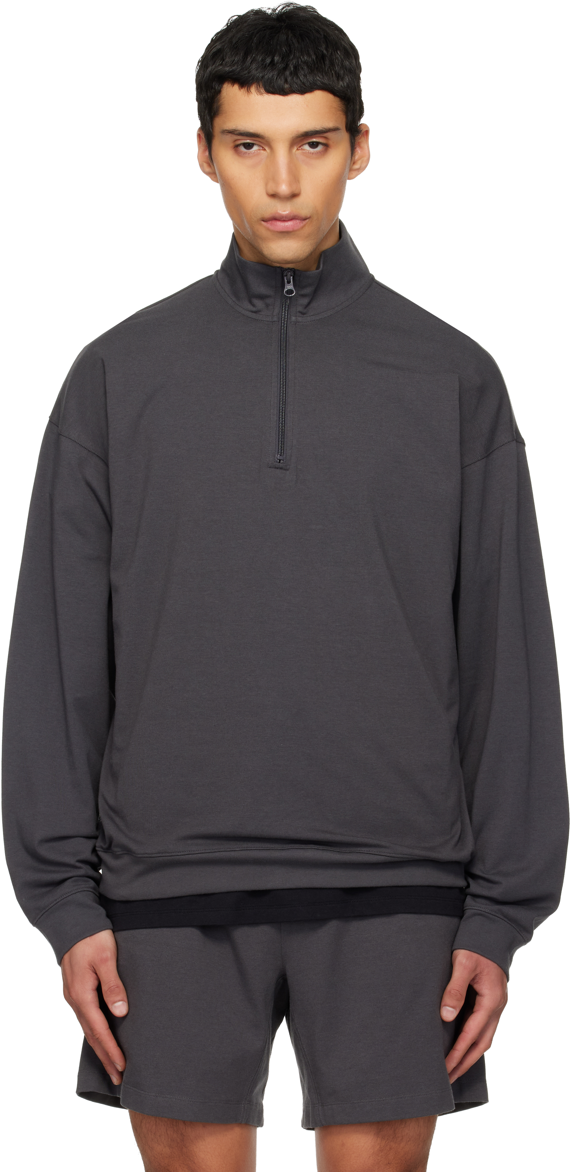 SKIMS: グレー Jersey Lounge リラックス ハーフジッププルオーバー