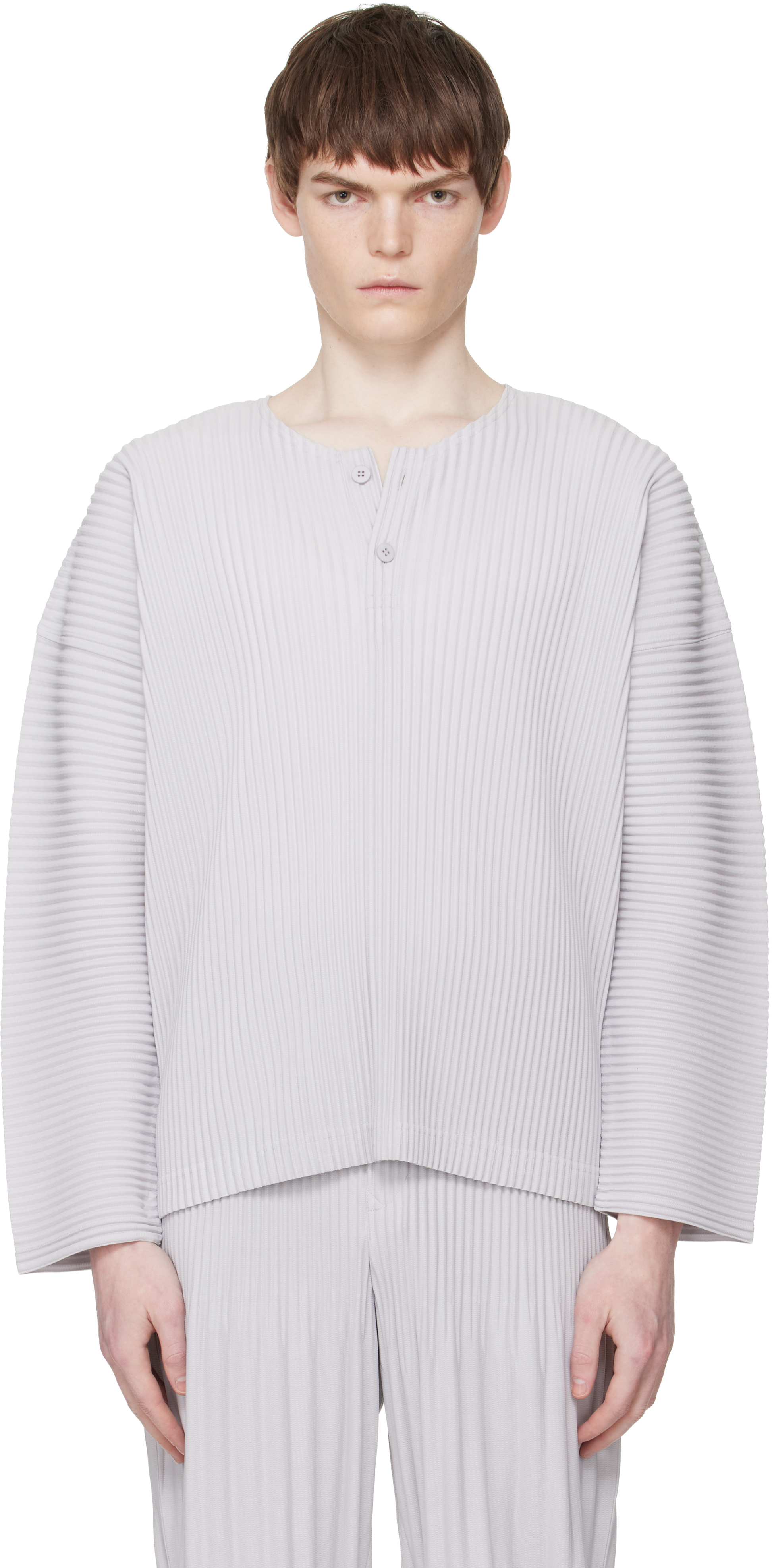 HOMME PLISSÉ ISSEY MIYAKE: Gray Monthly Colors February Henley