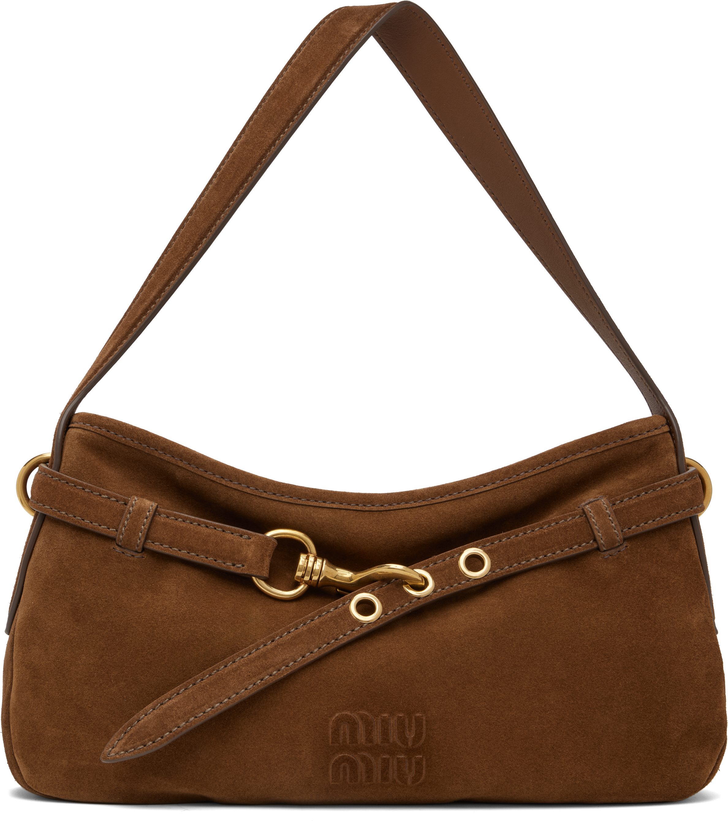 Miu Miu: Brown Aventure Suede Bag | SSENSE Canada