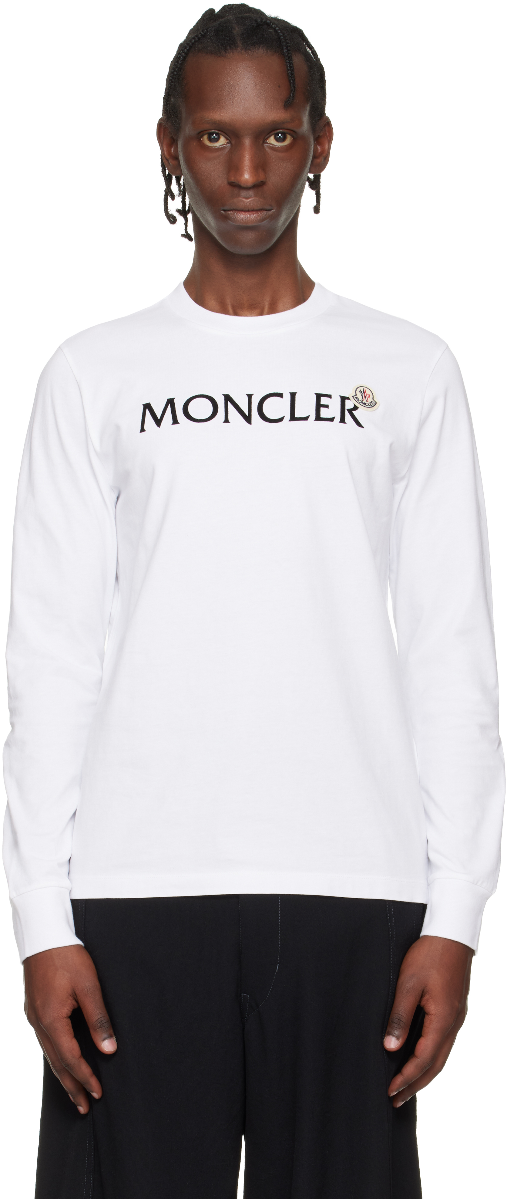 Moncler: ホワイト ロゴ コットン スウェットシャツ | SSENSE 日本